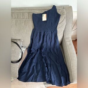 Navy one shoulder dress